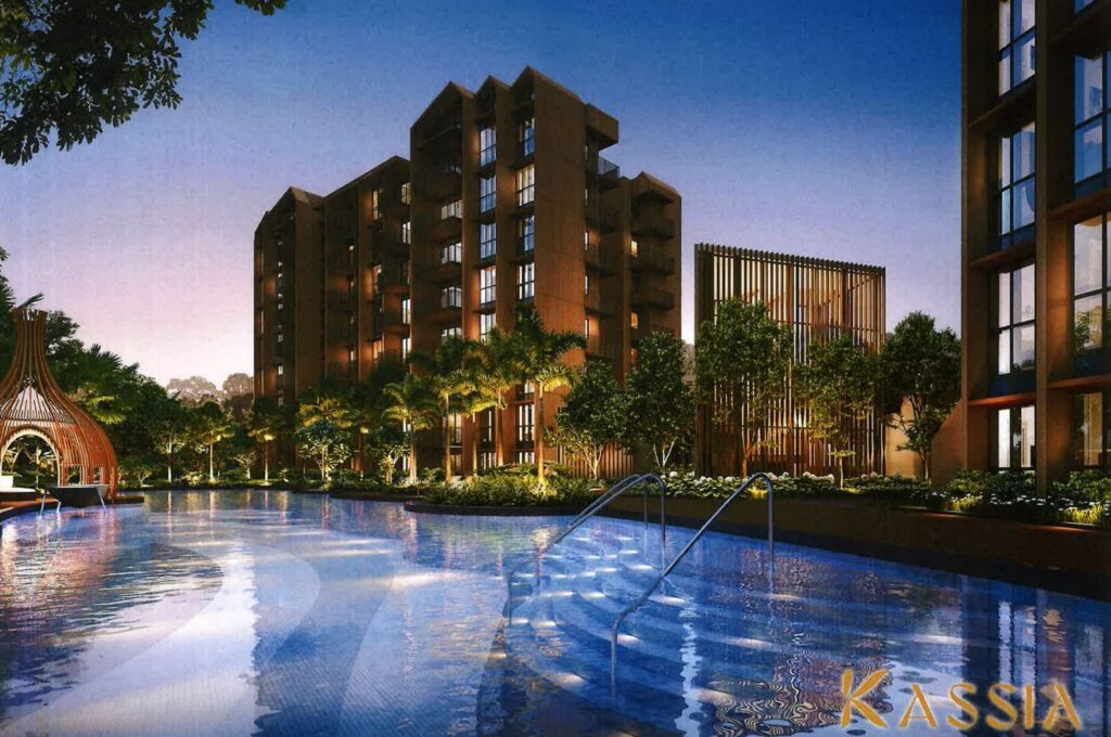 freehold kassia condo artist impression of the swimming pool view.