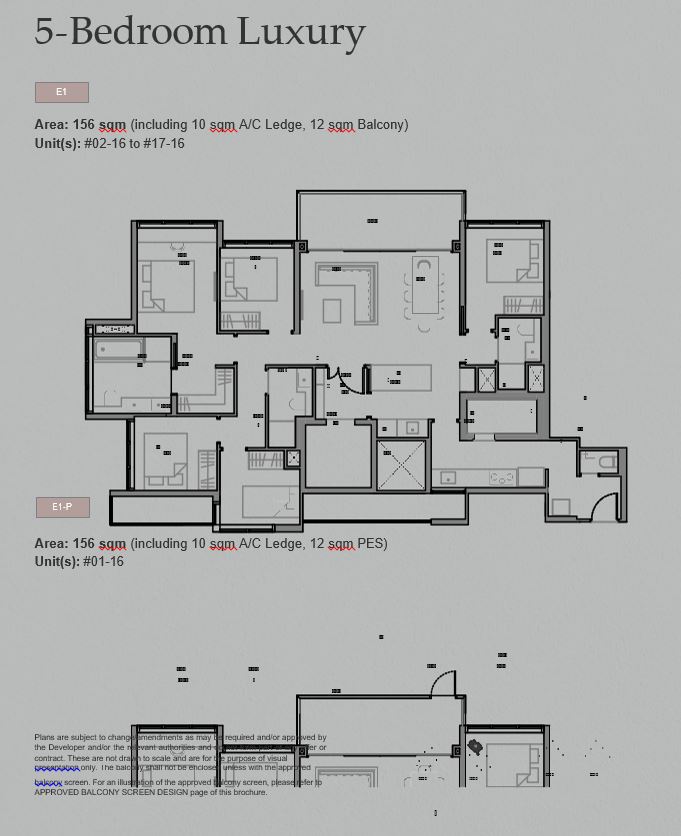 Sora Condo - 5 bedroom luxury 156 sqm floor plan