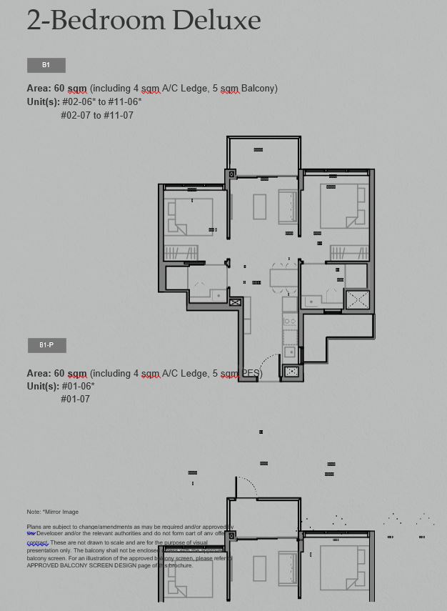 Sora Condo - 2 bedroom deluxe 60 sqm floor plan