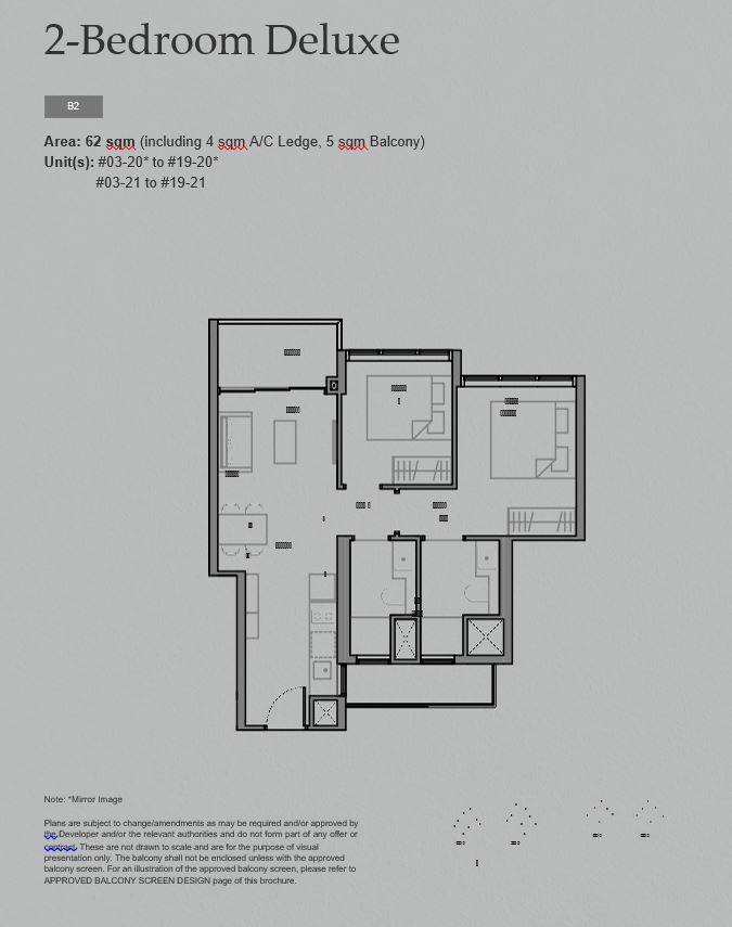 Sora Condo - 2 bedroom deluxe 62 sqm floor plan