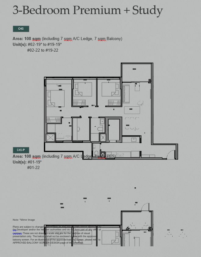 Sora Condo - 3 bedroom premium plus study room 108 sqm floor plan