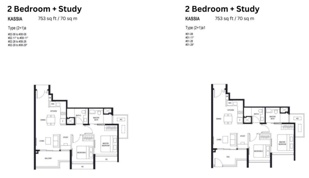 Kassia 2bedroom plus study 753sqf