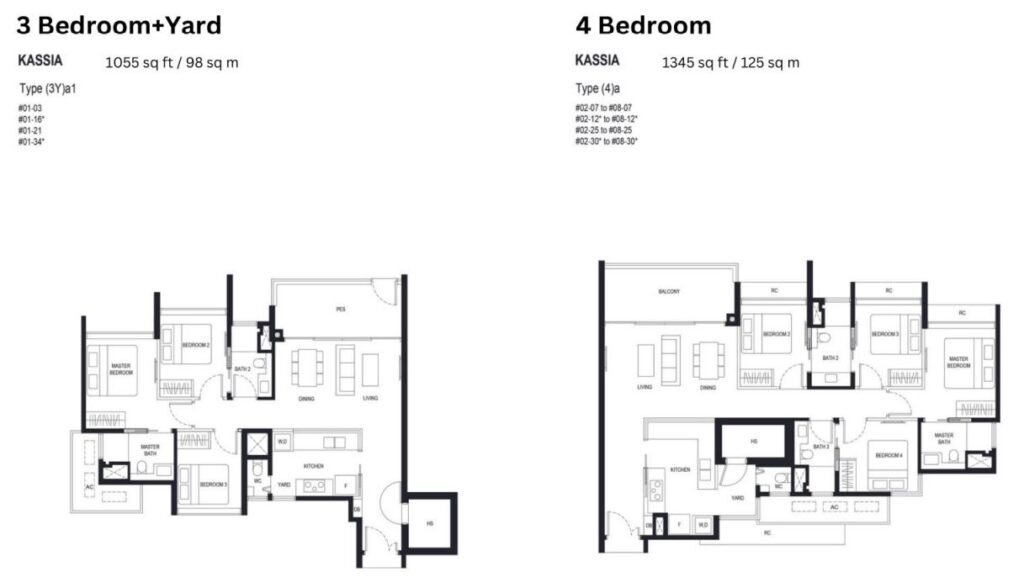 Kassia 3 bedroom plus Yard 1055 sqf and 4 bedroom 1345 sqf