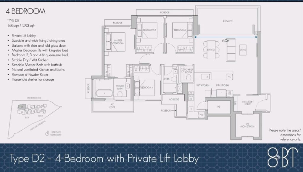 4 bedroom type D2 at 1593 sqf Stack 3