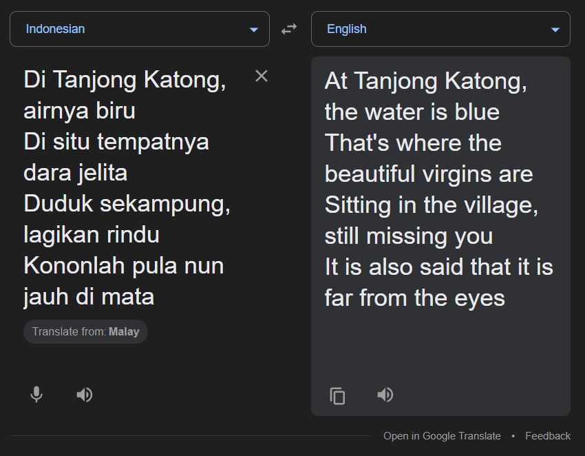 Singapura Folk Song that mentioned about Tanjong Katong.