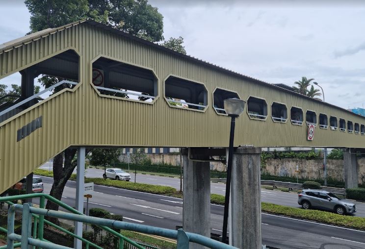 a unique looking overhead bridge that is known as Lorong Chuan Overhead Bridge. It was built in the 1970s.