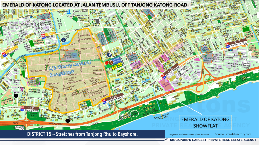 Emerald of Katong or EOK is located at Jalan Tembusu, off Tanjong Katong Road. Just estimated 500m from Tanjong Katong MRT Station (Thomson East Coast Line).