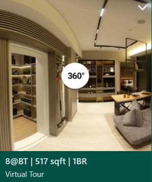 360 degrees Virtual Tour of the 1 bedroom 1 bath 517sqf unit at the show flat. 