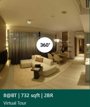 360 degrees Virtual Tour of the 2 bedroom 2 bath 732sqf unit at the show flat. 