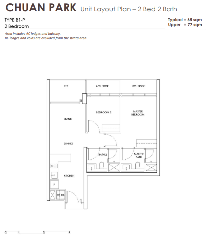 Chuan Park - Type B1-P 2 Bedroom 2 Bath 65sqm.