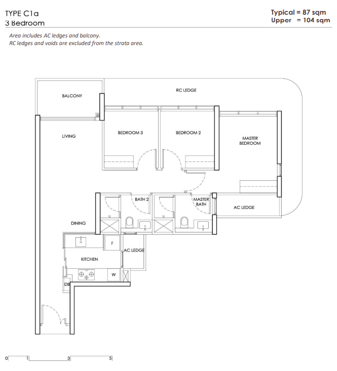 Chuan Park - Type C1a 3 Bedroom 2 Bath 87sqm.