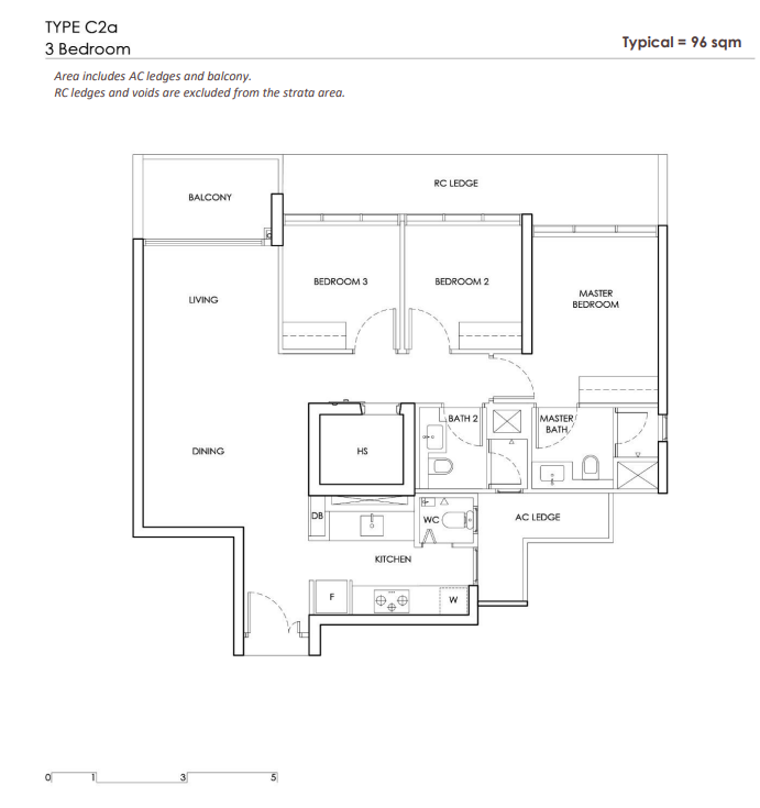 Chuan Park - Type C2a 3 Bedroom 2 Bath 96sqm.